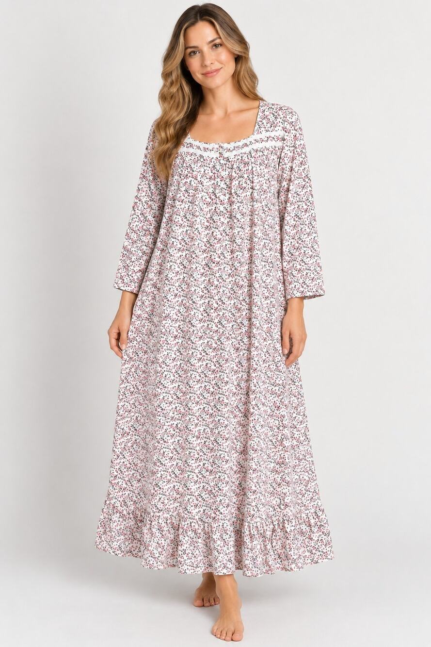 Eileen West Cotton Red Black Floral Nightgown 3X